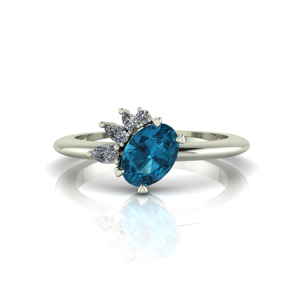 The Selene - Teal Sapphire & Diamond Ring