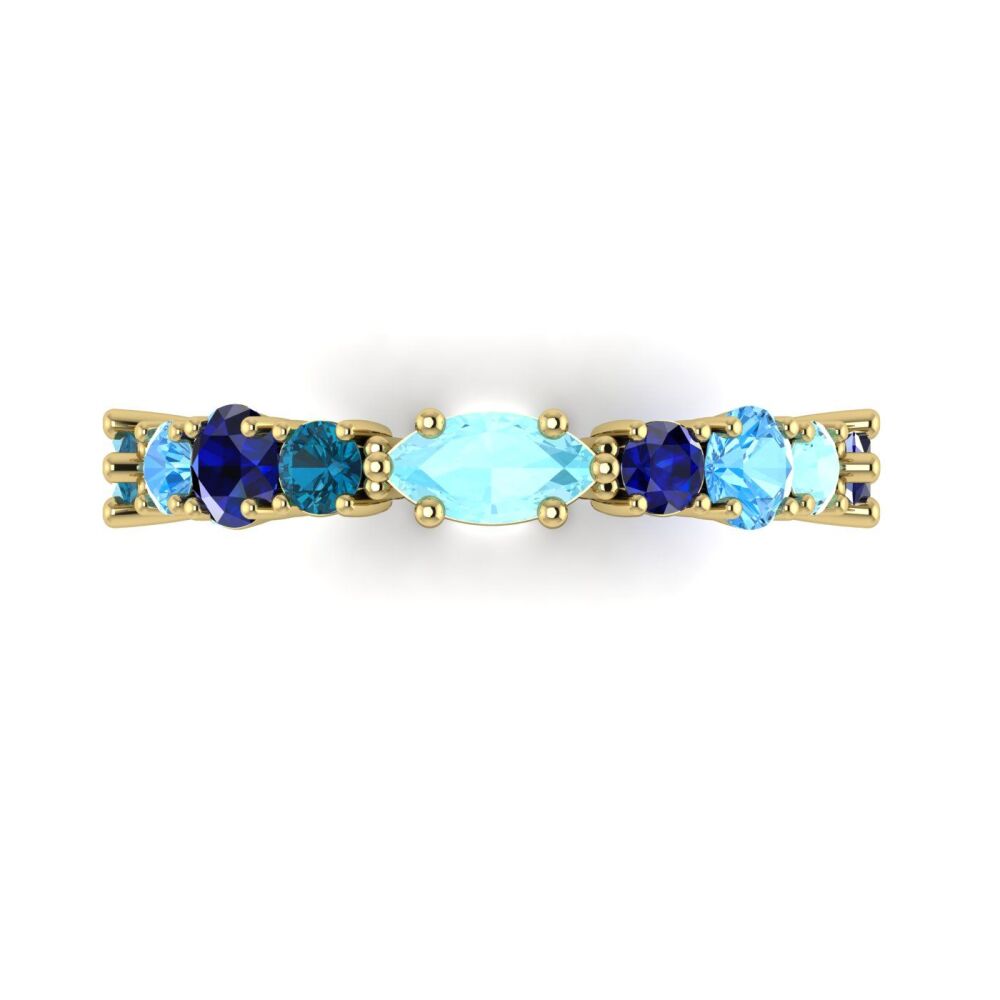 True Blue - Sapphire, Aquamarine & Topaz Yellow Gold Eternity Ring