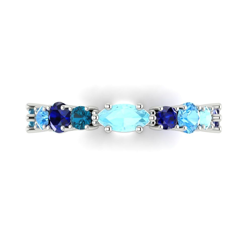 True Blue - Sapphire, Aquamarine & Topaz Eternity White Gold Or Platinum Eternity Ring