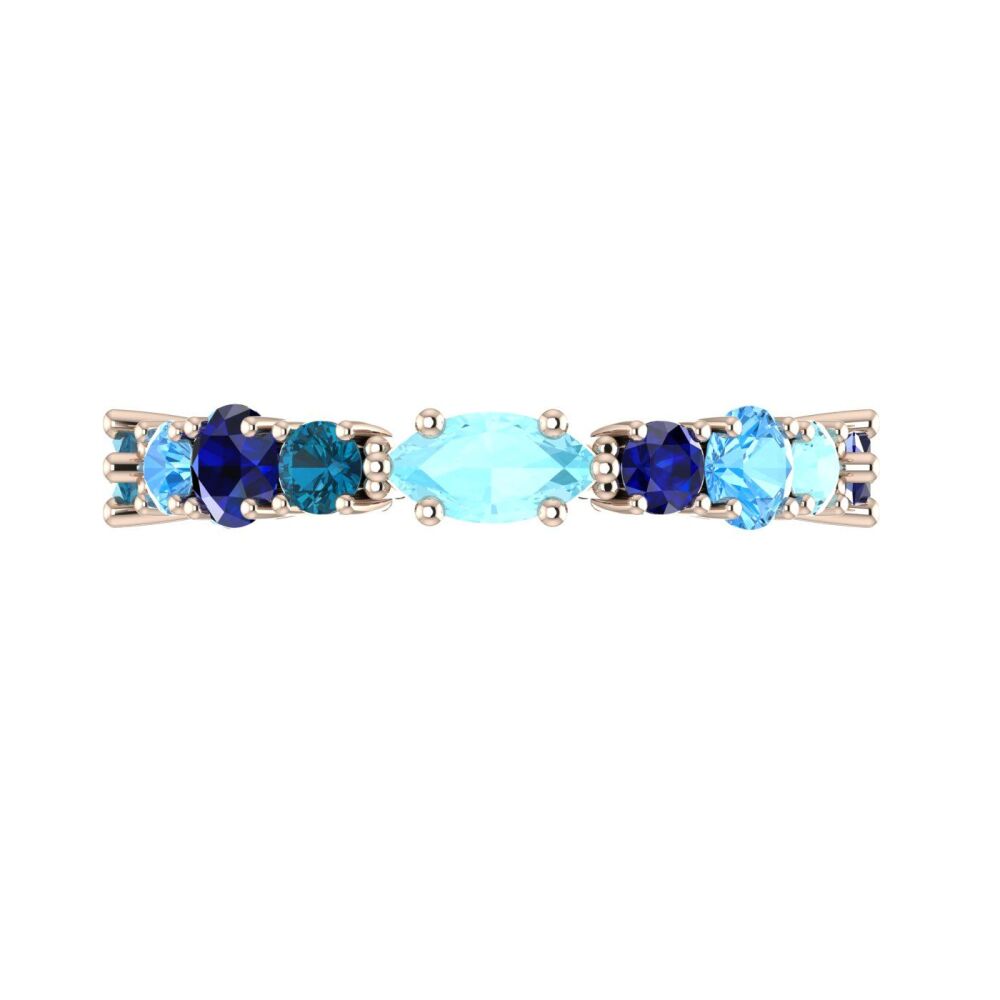 True Blue - Sapphire, Aquamarine & Topaz Rose Gold Eternity Ring