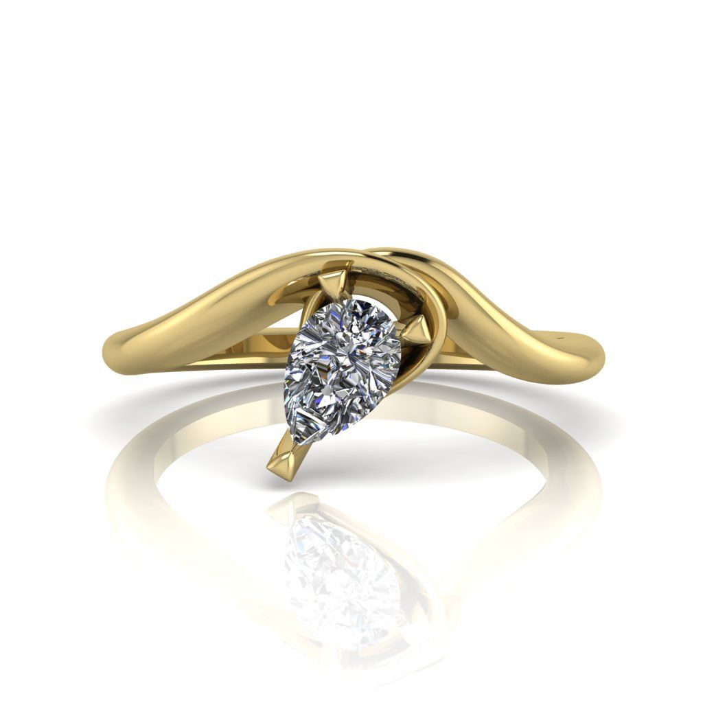 Enchanted: Pear Shaped Lab Grown Diamond Asymmetrical Gold Ring