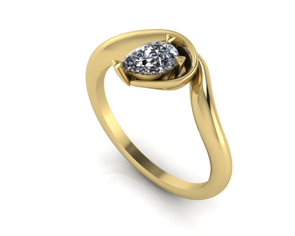 Enchanted: Pear Shaped Lab Grown Asymmetrical Diamond Engagement Ring