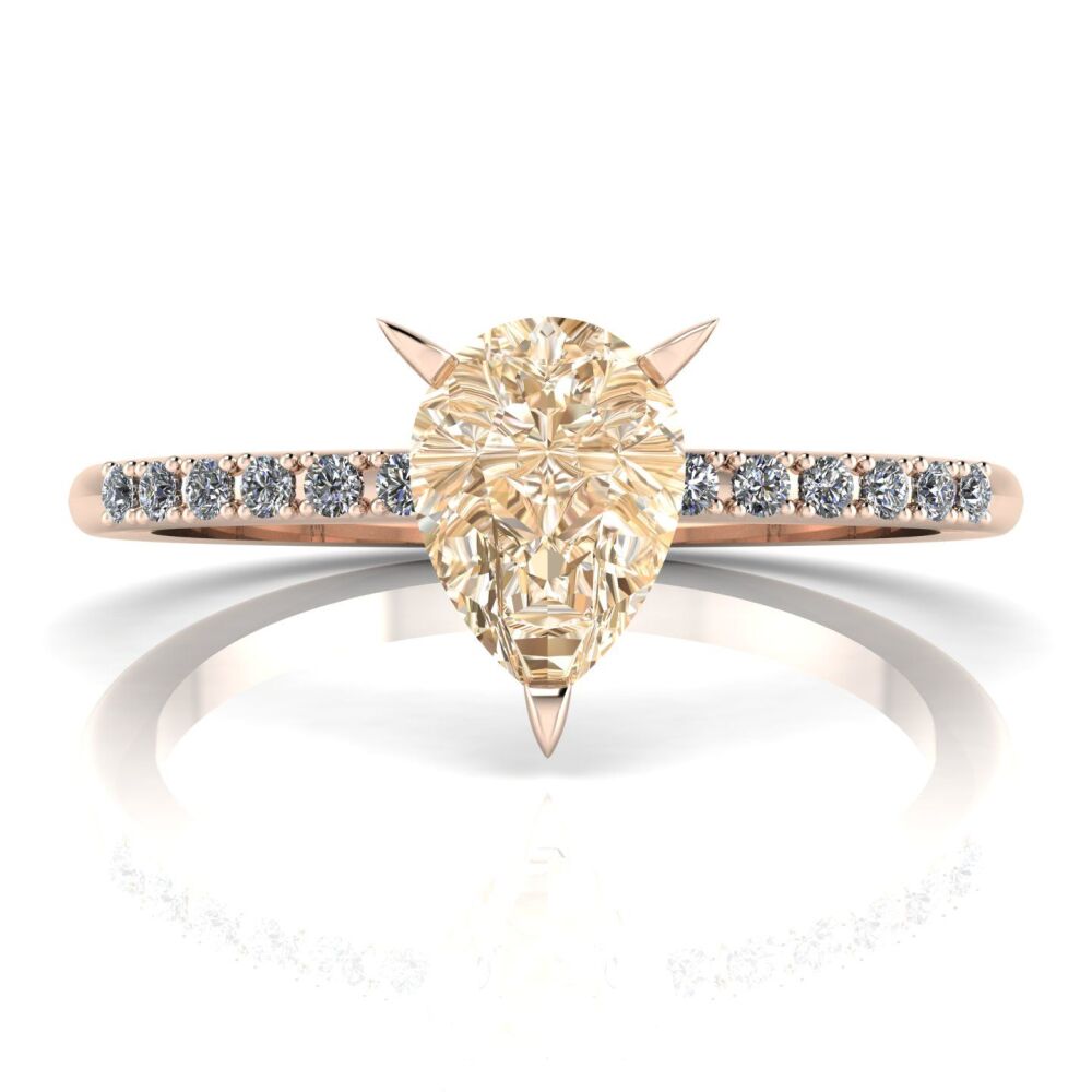 Calista: Pear Shaped Champagne & Diamonds Rose Gold Ring