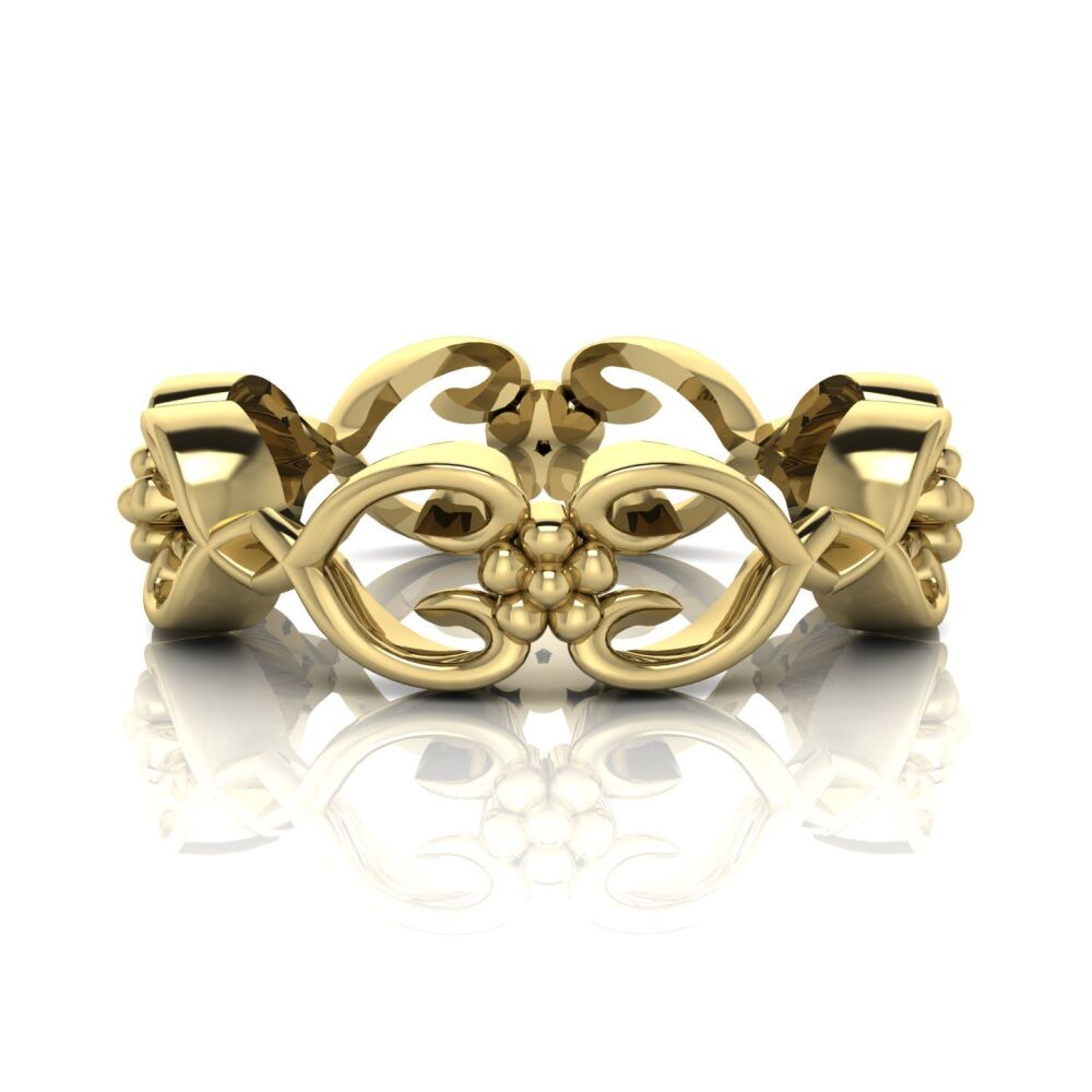 Flowers On The Vine, Yellow Gold Floral Patterned Wedding Ring