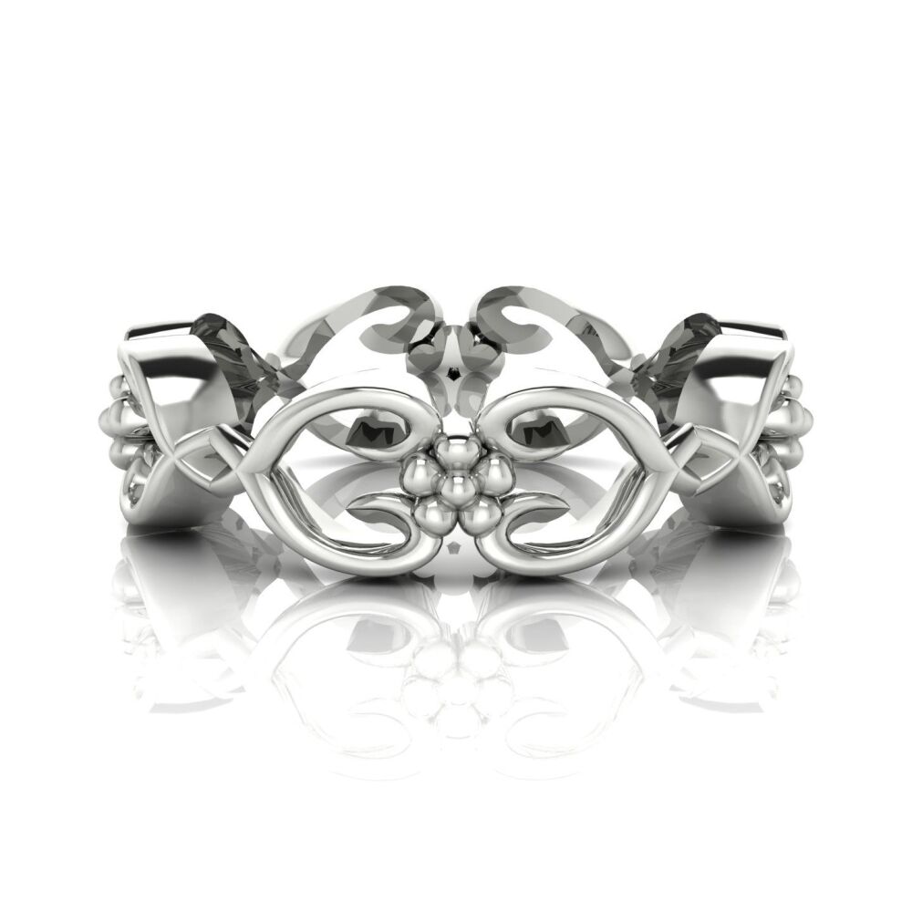 Flowers On The Vine,  White Gold Or Platinum Floral Patterned Wedding Ring