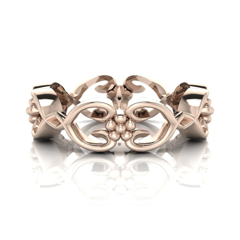 Flowers On The Vine, Rose Gold Floral Patterned Wedding Ring