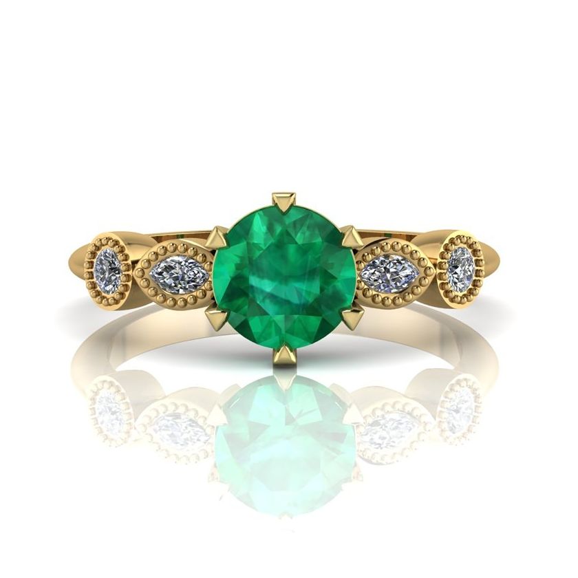 Milena - Emerald and Diamonds Engagement Ring