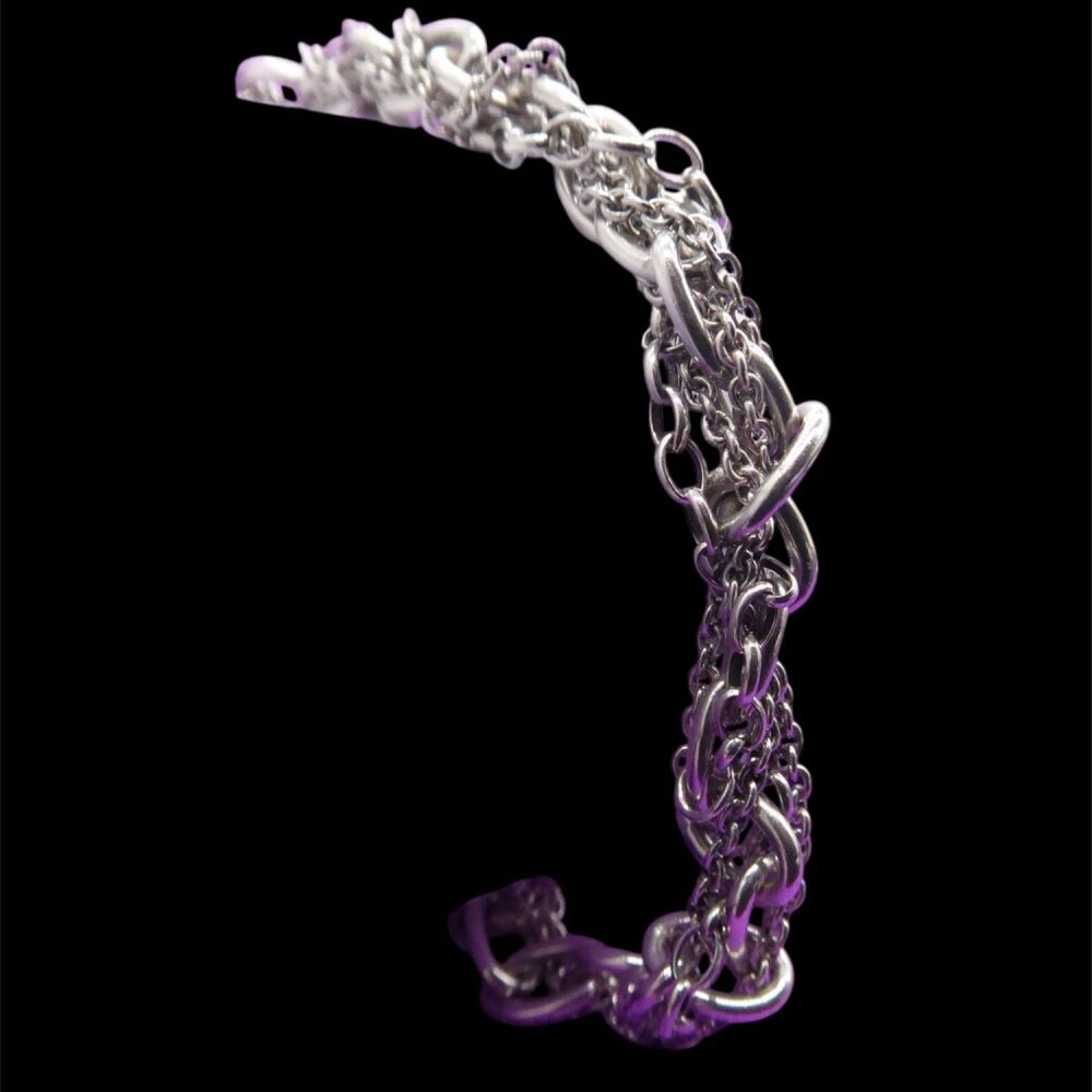 Chain Reaction - Multi Chain Alternative Style Chunky Handmade Silver Bracelet