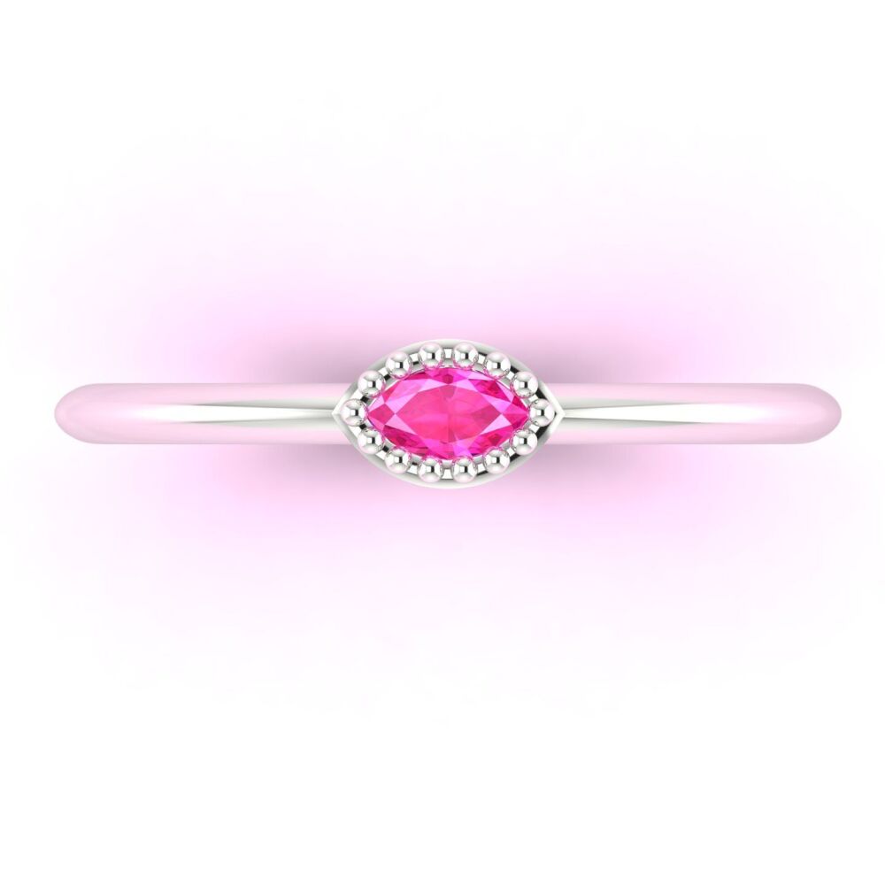 Mini Astraea - Horizontal Marquise Pink Sapphire & Rose Gold Ring