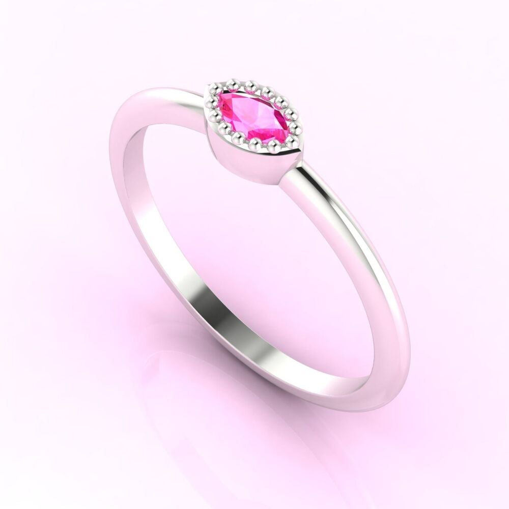 Mini Astraea - Horizontal Marquise Pink Sapphire & Rose Gold Ring