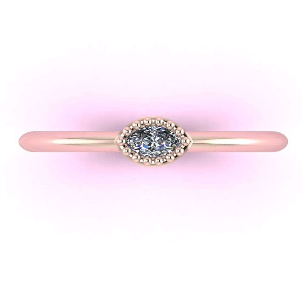 Mini Astraea- Horizontal  Marquise Diamond & Rose Gold Ring