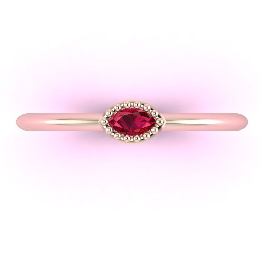 Mini Astraea - Horizontal Marquise Ruby & Rose Gold Ring