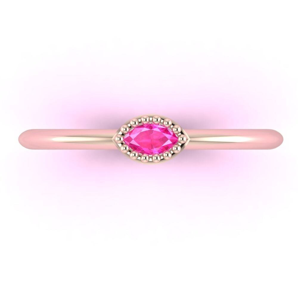 Mini Astraea - Horizontal Marquise Pink Sapphire & Rose Gold Ring