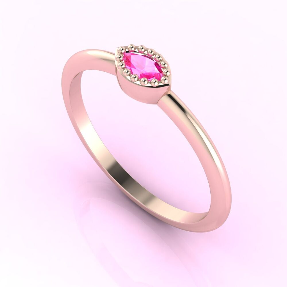 Mini Astraea - Horizontal Marquise Pink Sapphire & Rose Gold Ring