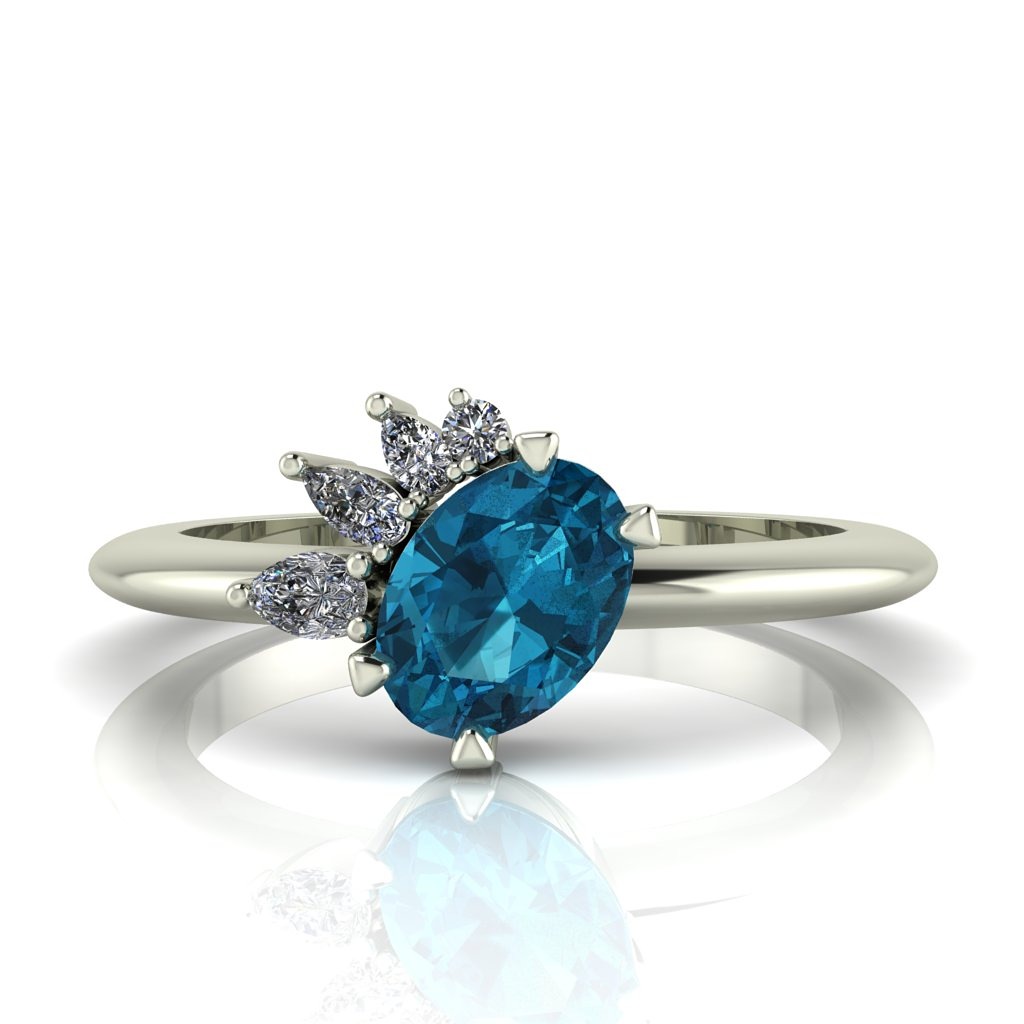 The Selene - teal sapphire engagement rings