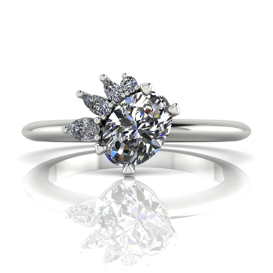 Selene non traditional engagement ring  diamonds, white gold