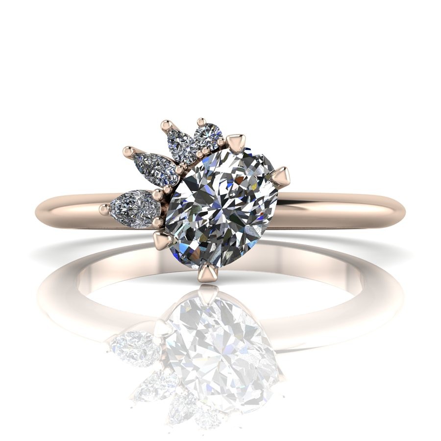 Selene non traditional engagement ring  diamonds rose gold