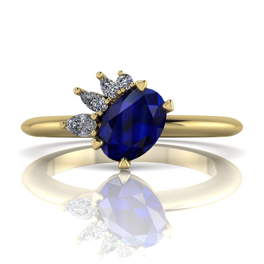Selene non traditional engagement ring -sapphire and diamonds