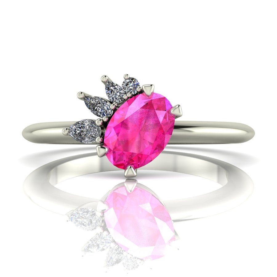 Selene non traditional engagement ring -pink and diamonds
