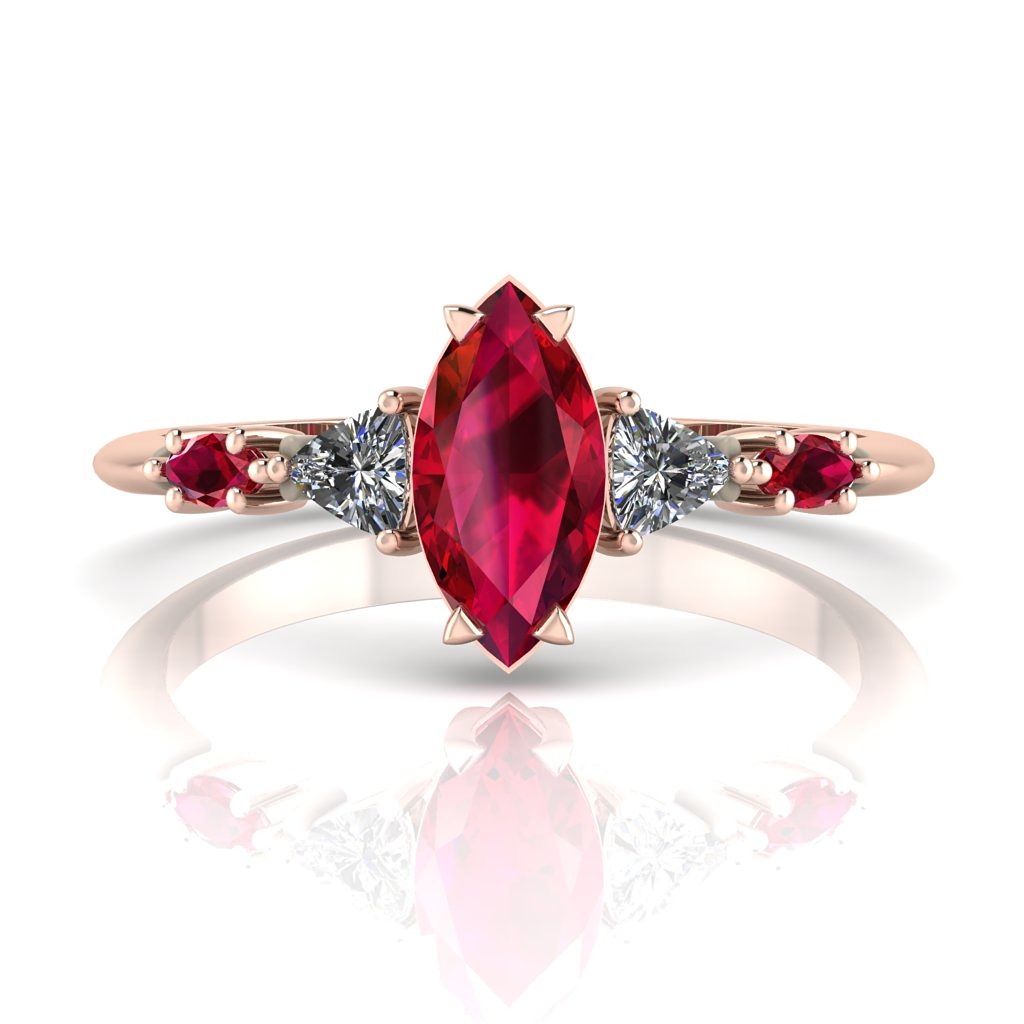Unique engagement ring - Marquise Ruby Rose Gold