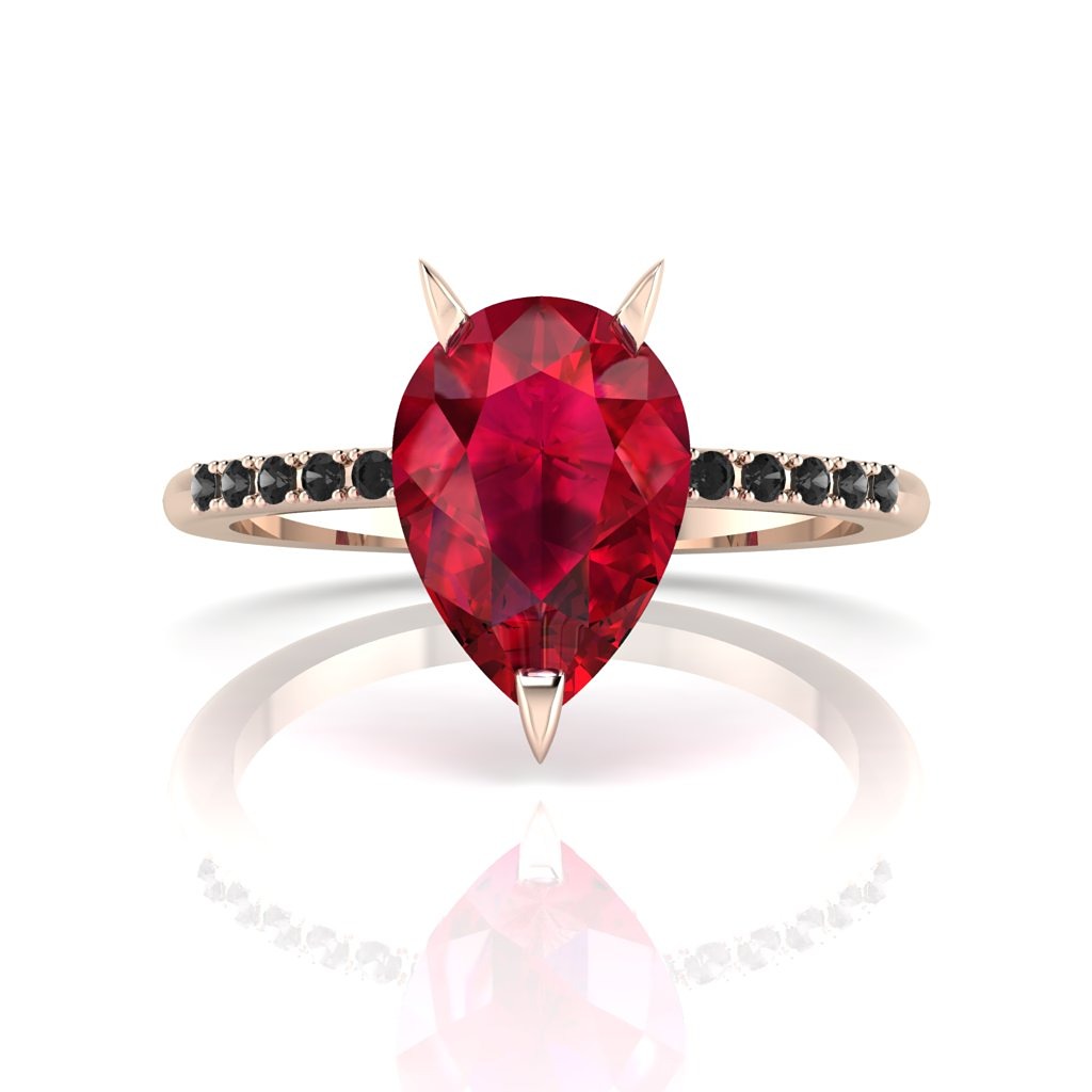 The Calista ruby and rose gold unusual engagement ring