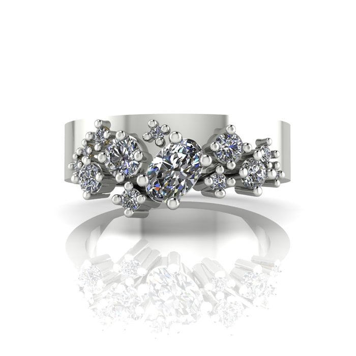 The Crystallised wide band diamond ring