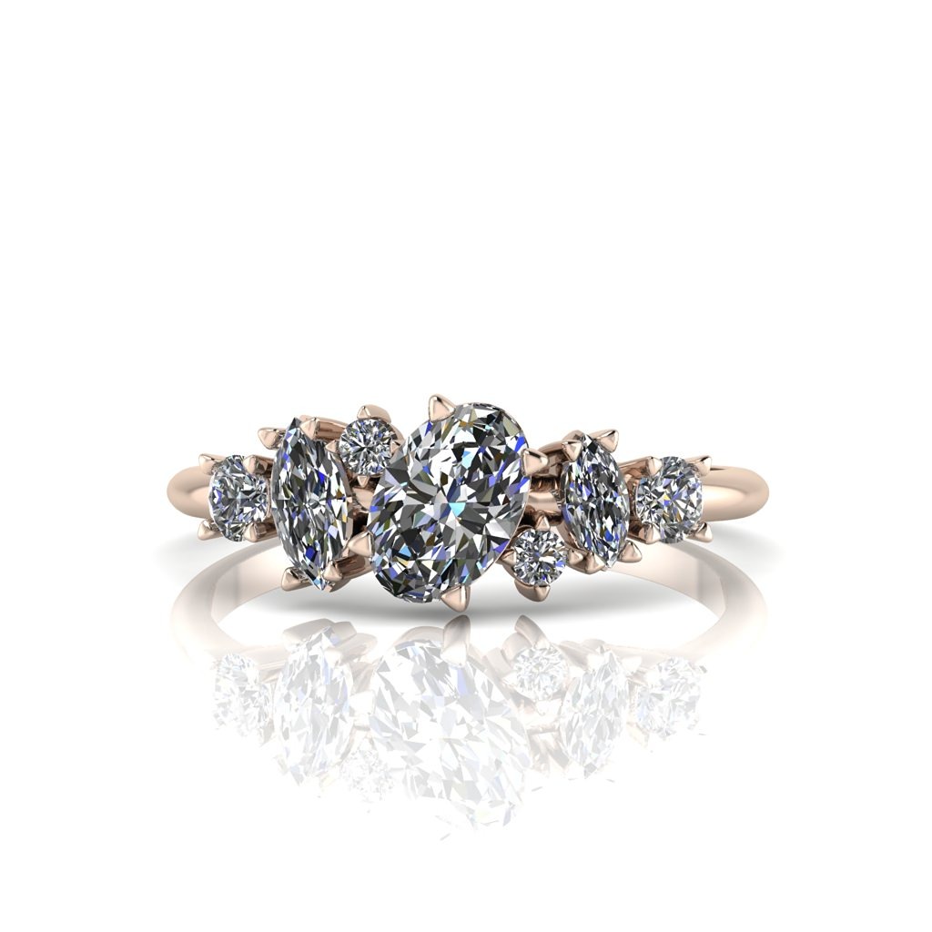 Paradise rose and diamond unconventional engagement ring