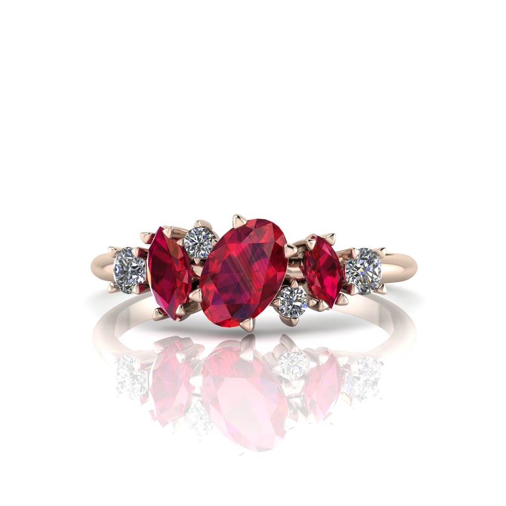 Paradise rose gold, ruby and diamond engagement ring