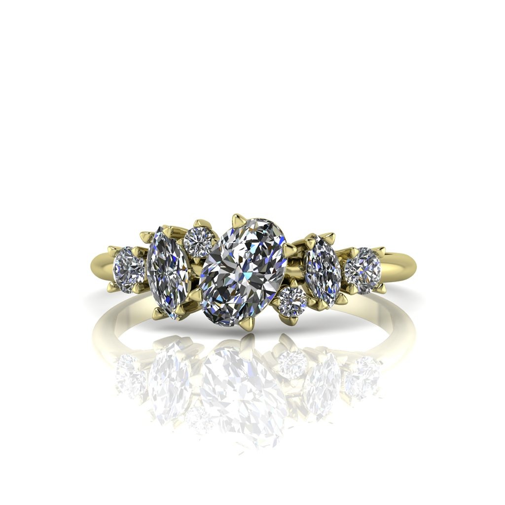 Paradise yellow gold and diamond quirky engagement ring