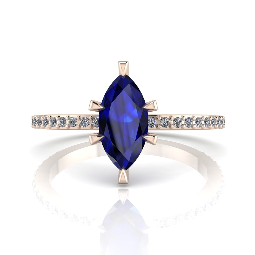 The Amoret Marquise Sapphire with diamonds engagement ring