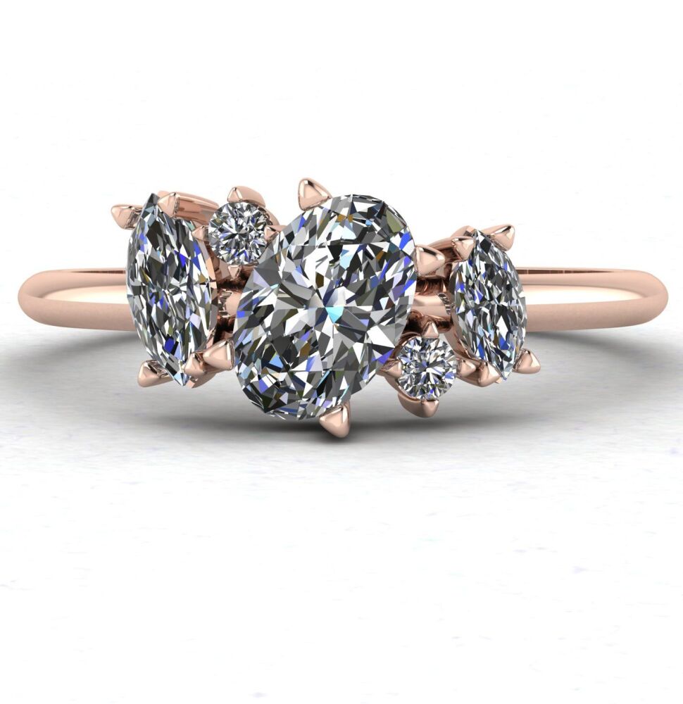 Atlantis Diamonds - 18 Carat Rose Gold Asymmetrical Cluster Ring