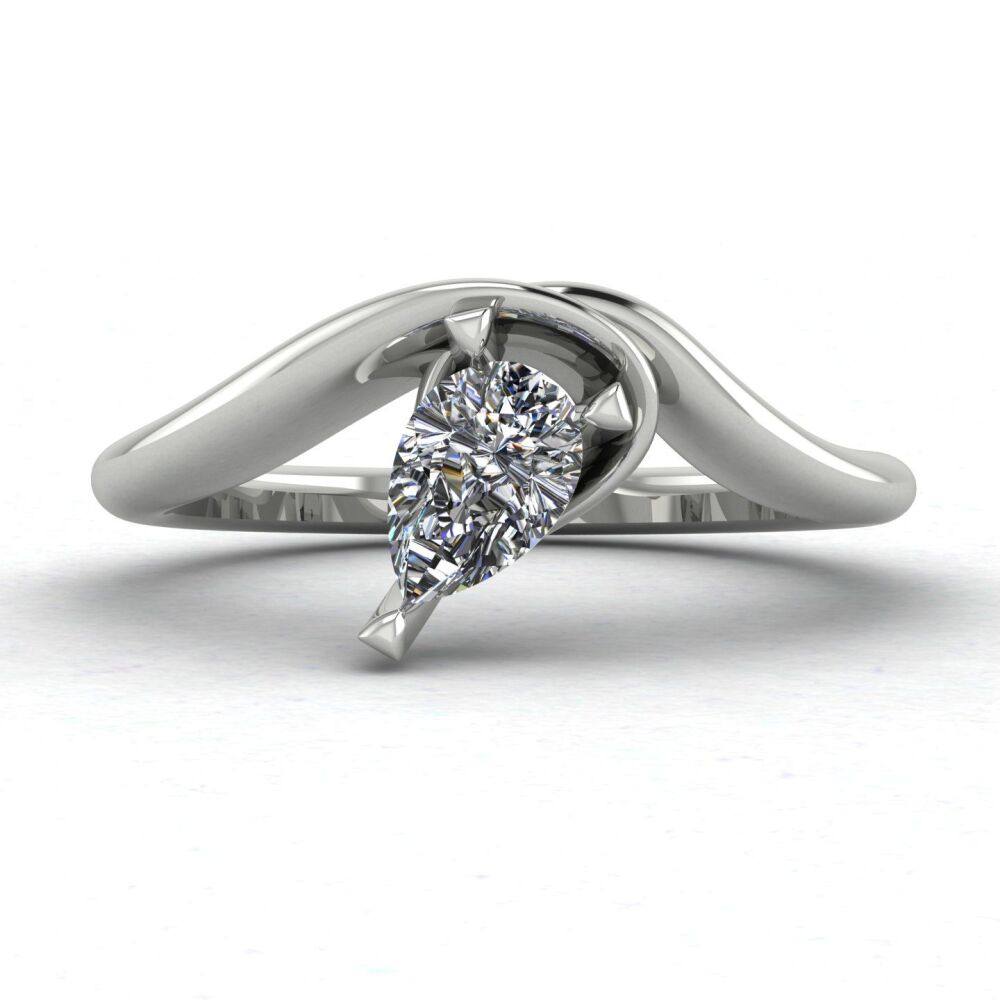 Enchanted: Pear Shaped Lab Grown Solitaire Diamond Asymmetrical Ring