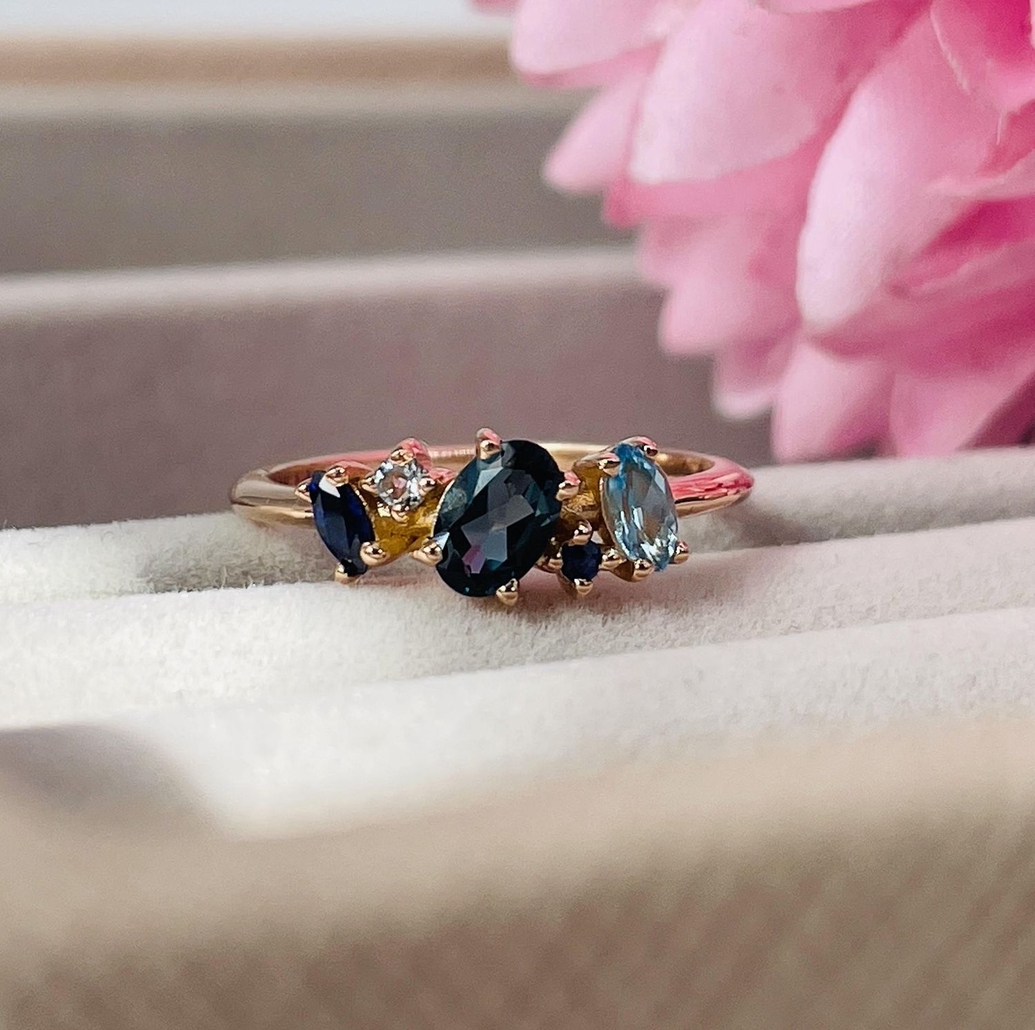 The Atlantis ring - rose gold - sapphire engagement ring