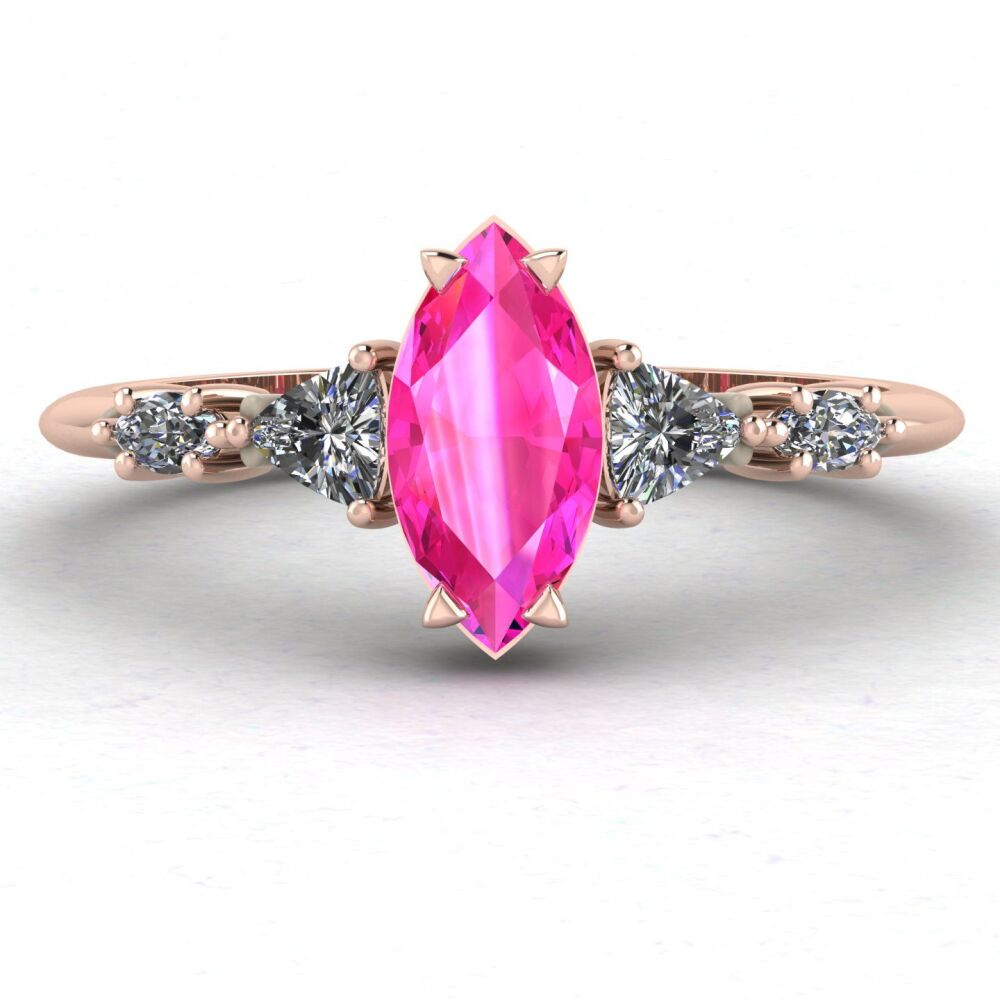 Maisie Marquise Pink Sapphire & Diamonds, Rose Gold Engagement Ring