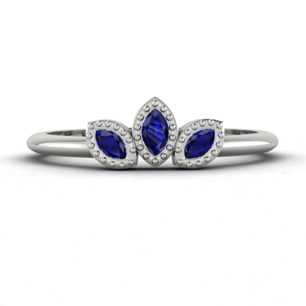 Astraea Echo - Marquise Blue Sapphires Engagement Ring