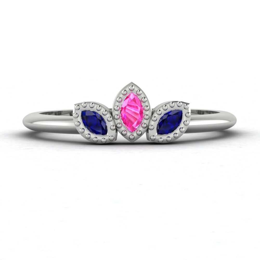 Astraea Echo - Marquise Pink & Blue Sapphire Wedding Ring