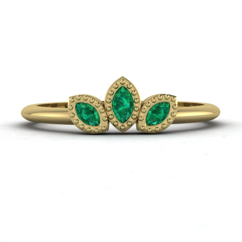 Astraea Echo Emerald Trilogy Ring in 18ct Yellow Gold