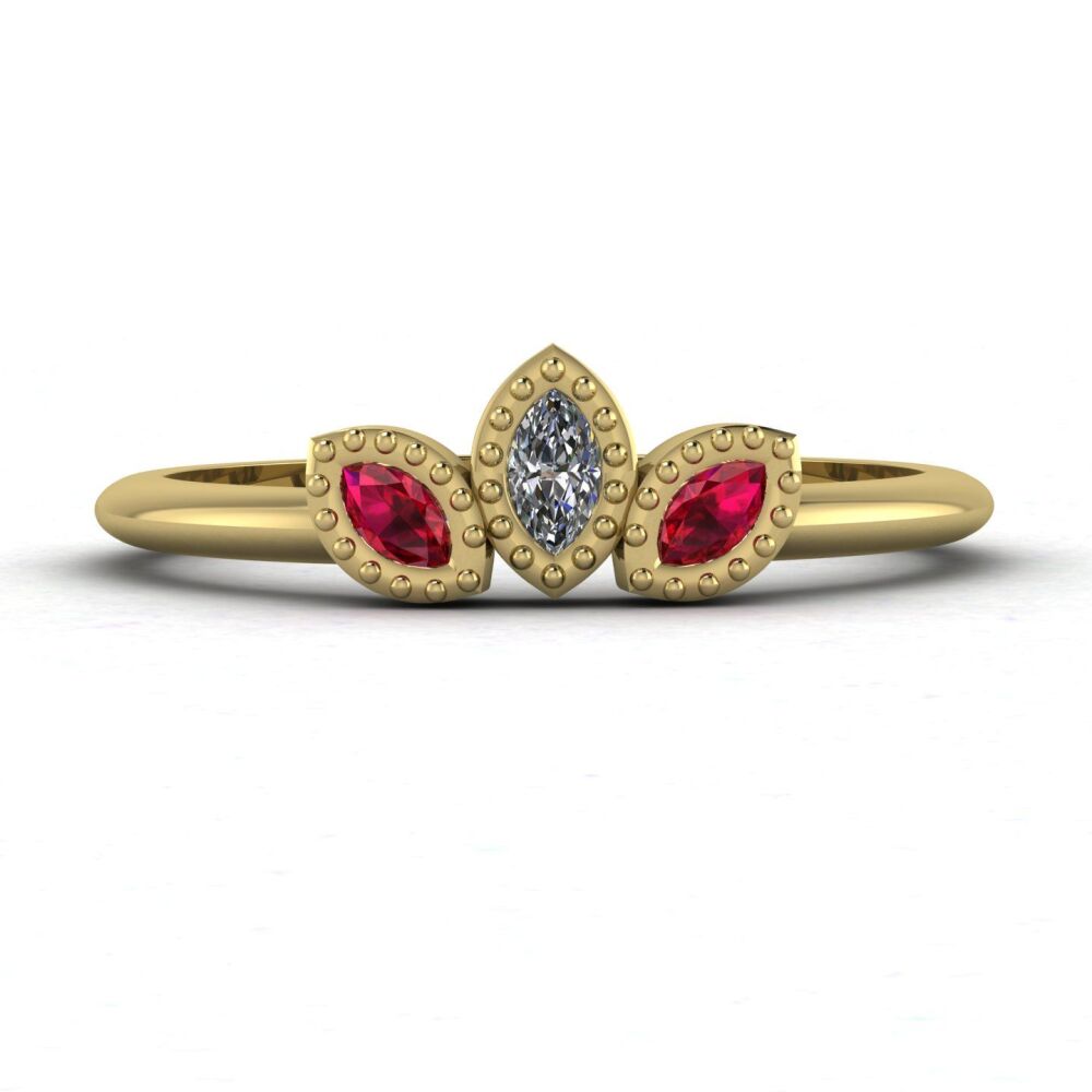 Astraea Echo Diamond & Ruby Ring in 18ct Yellow Gold