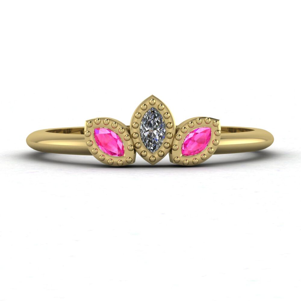 Astraea Echo Diamond & Pink Sapphire Ring in 18ct Yellow Gold