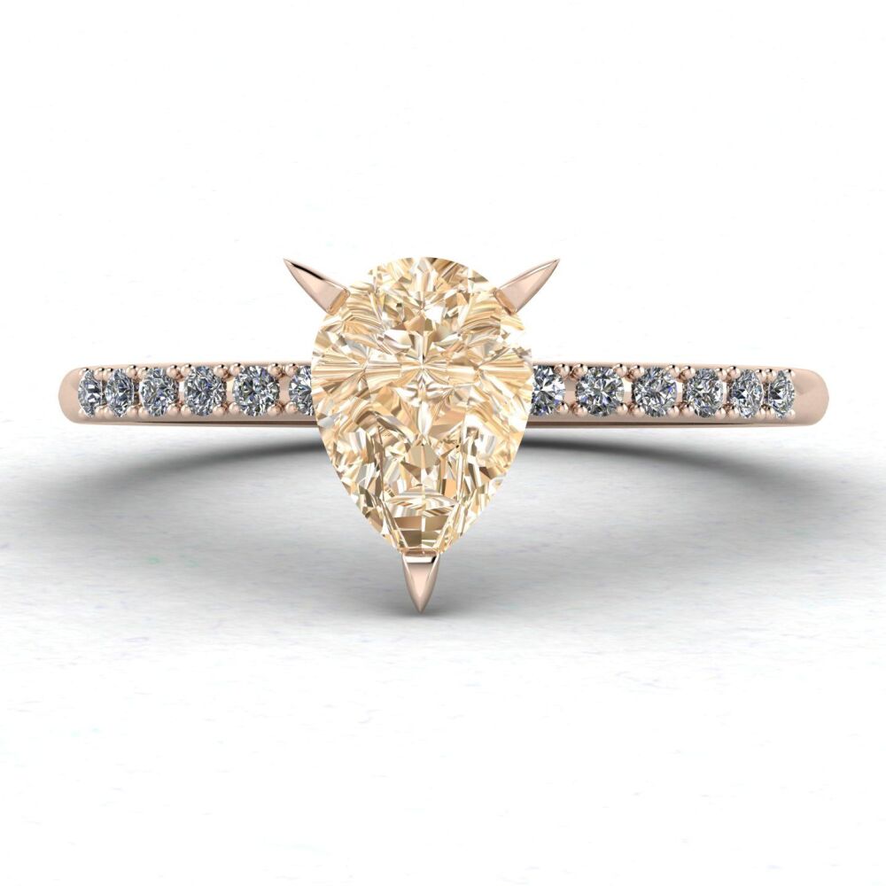 Calista: Pear Shaped Champagne & Diamonds Rose Gold Ring