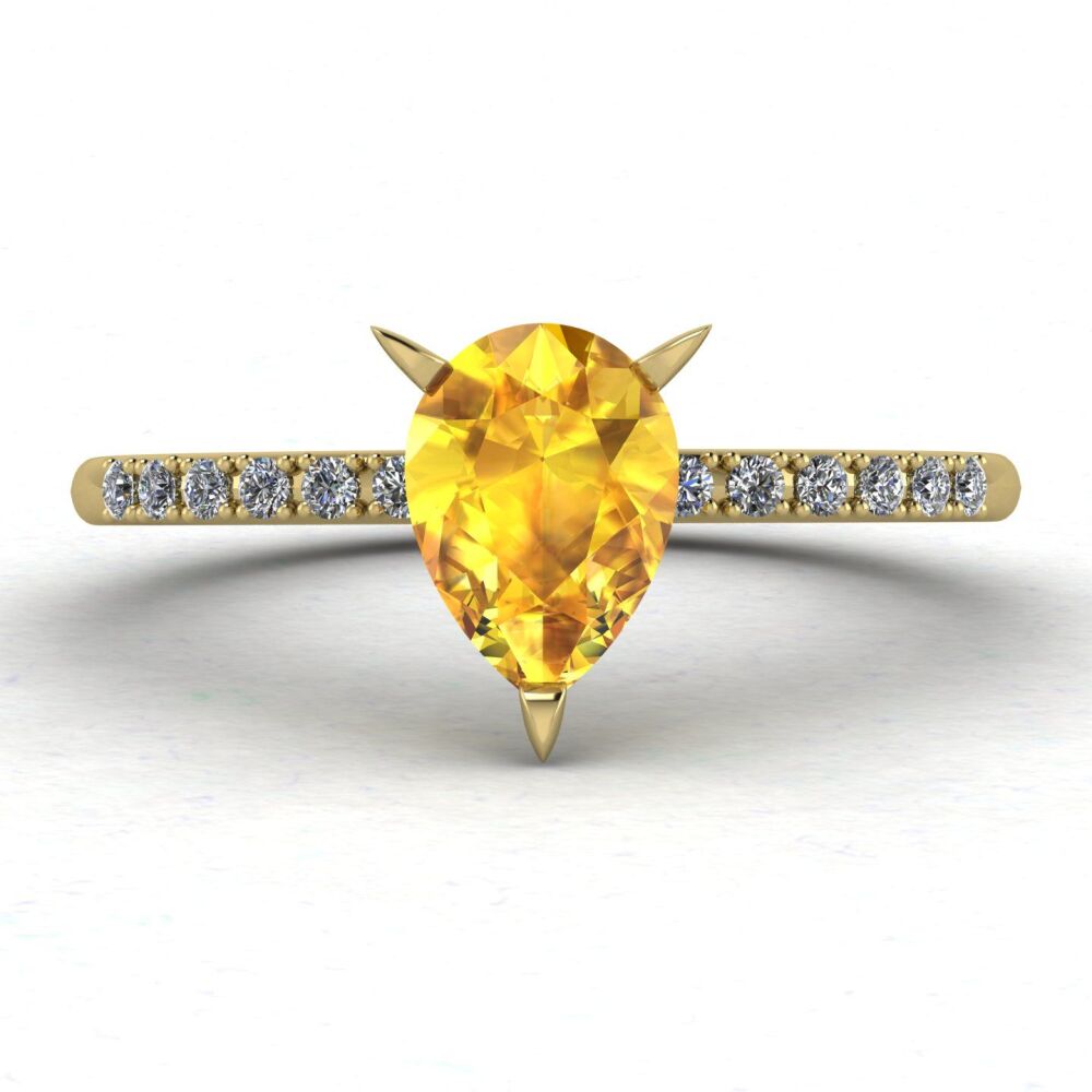 Calista - Pear Shaped Yellow Sapphire & Diamonds Gold Engagement Ring