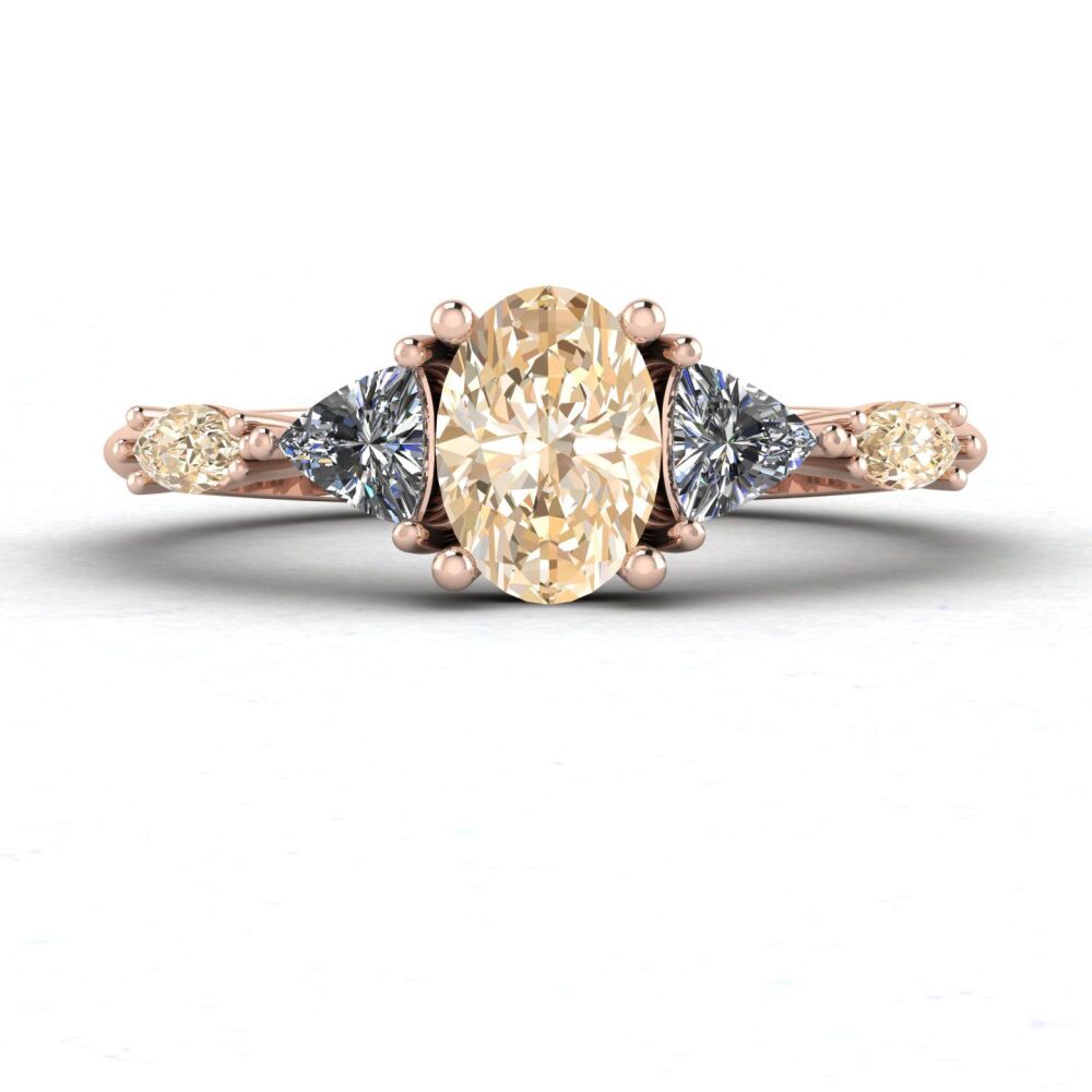 Maisie Oval Champagne Diamond Rose Gold Engagement Ring