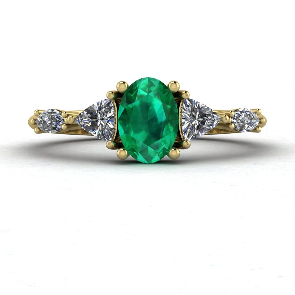 Maisie: Oval Emerald & Diamonds, Engagement Ring