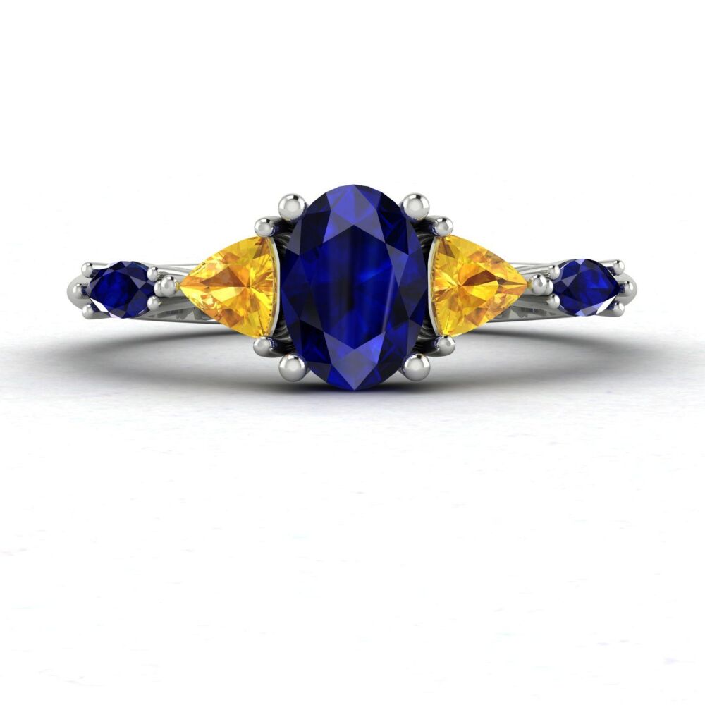 Maisie: Blue & Yellow Sapphire, White Gold