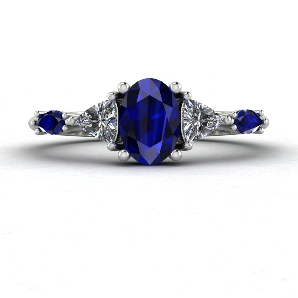 Maisie Ring - Sapphire & Diamond, White Gold/Platinum