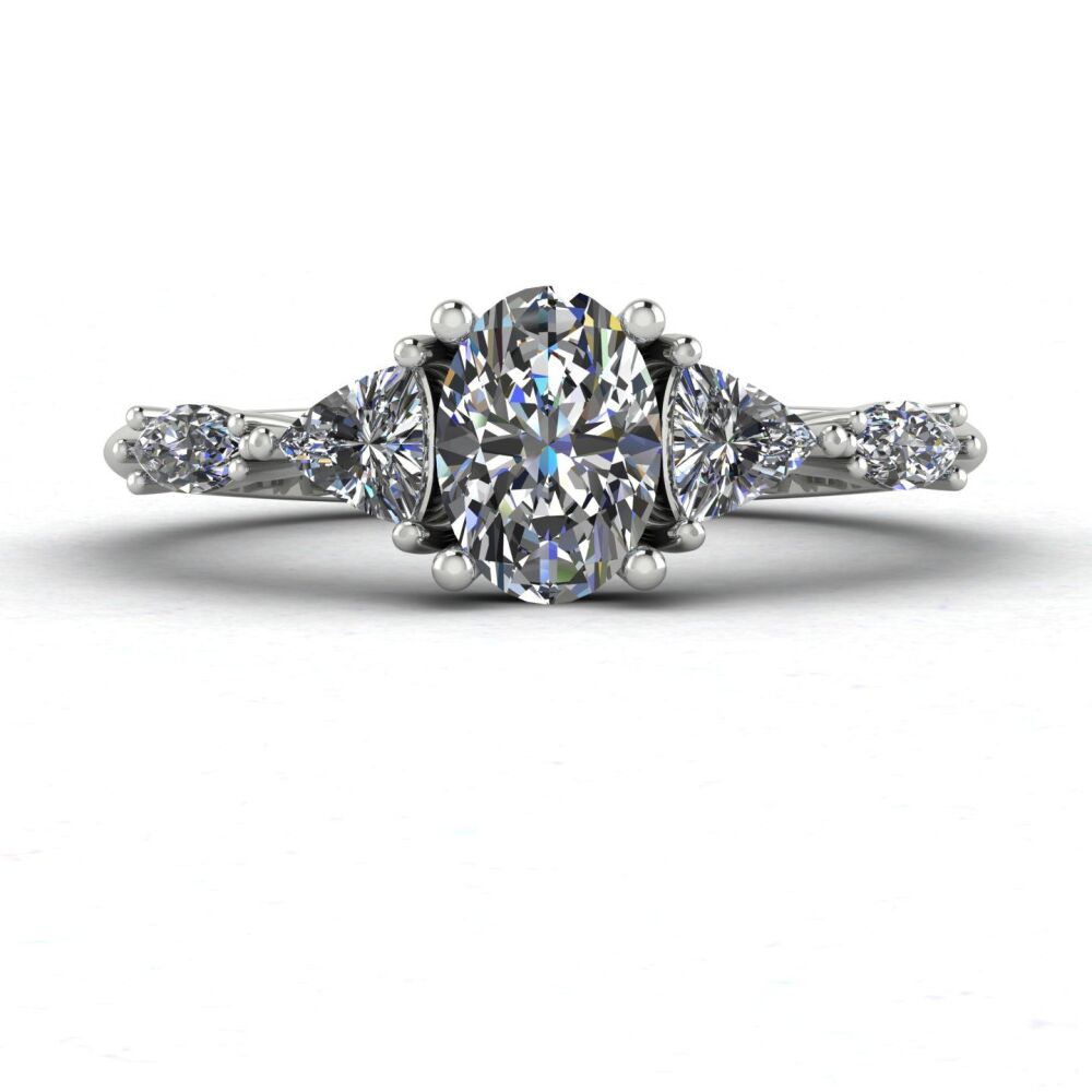 Maisie Oval Diamond & White Gold or Platinum Engagement Ring