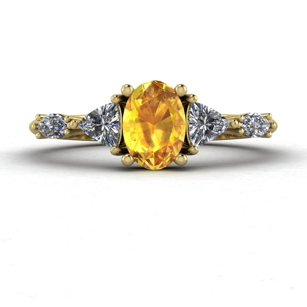 Maisie: Oval Yellow Sapphire & Diamonds, Gold Engagement Ring
