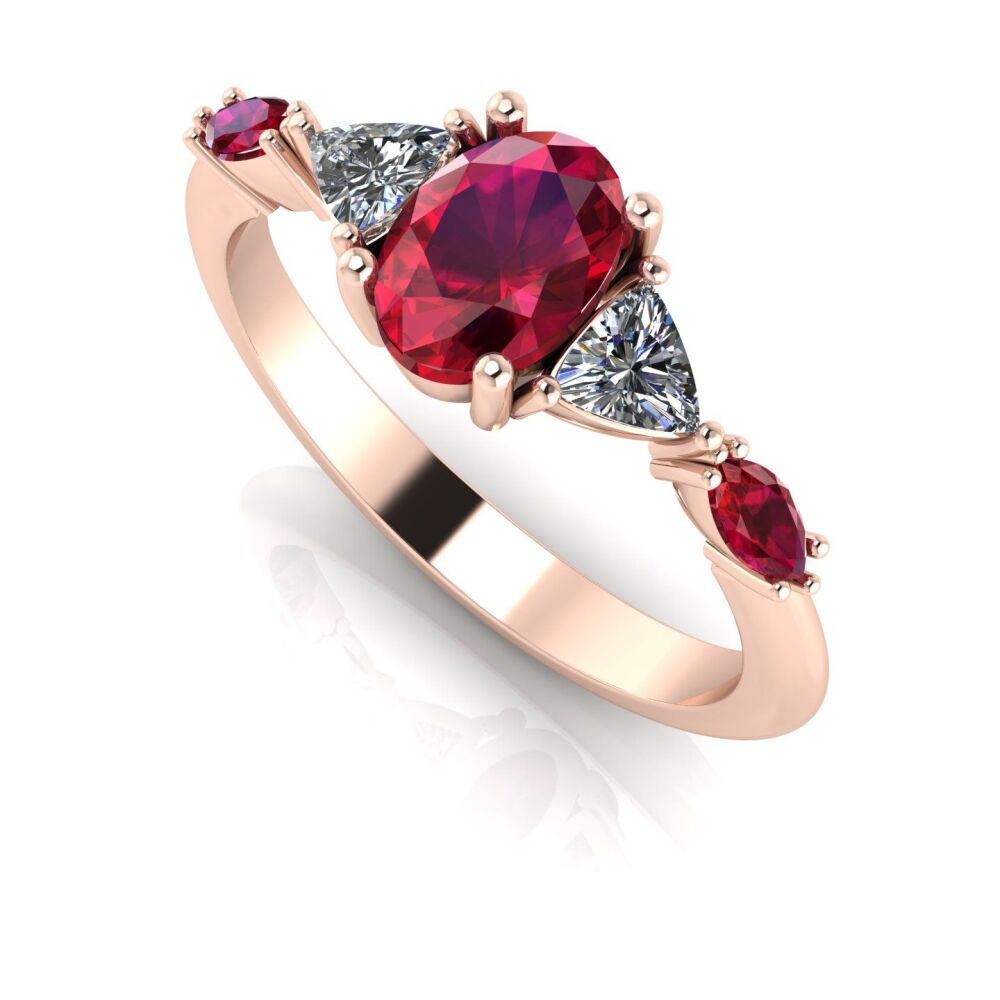 Maisie - Oval Ruby & Diamonds - Rose Gold Engagement Ring