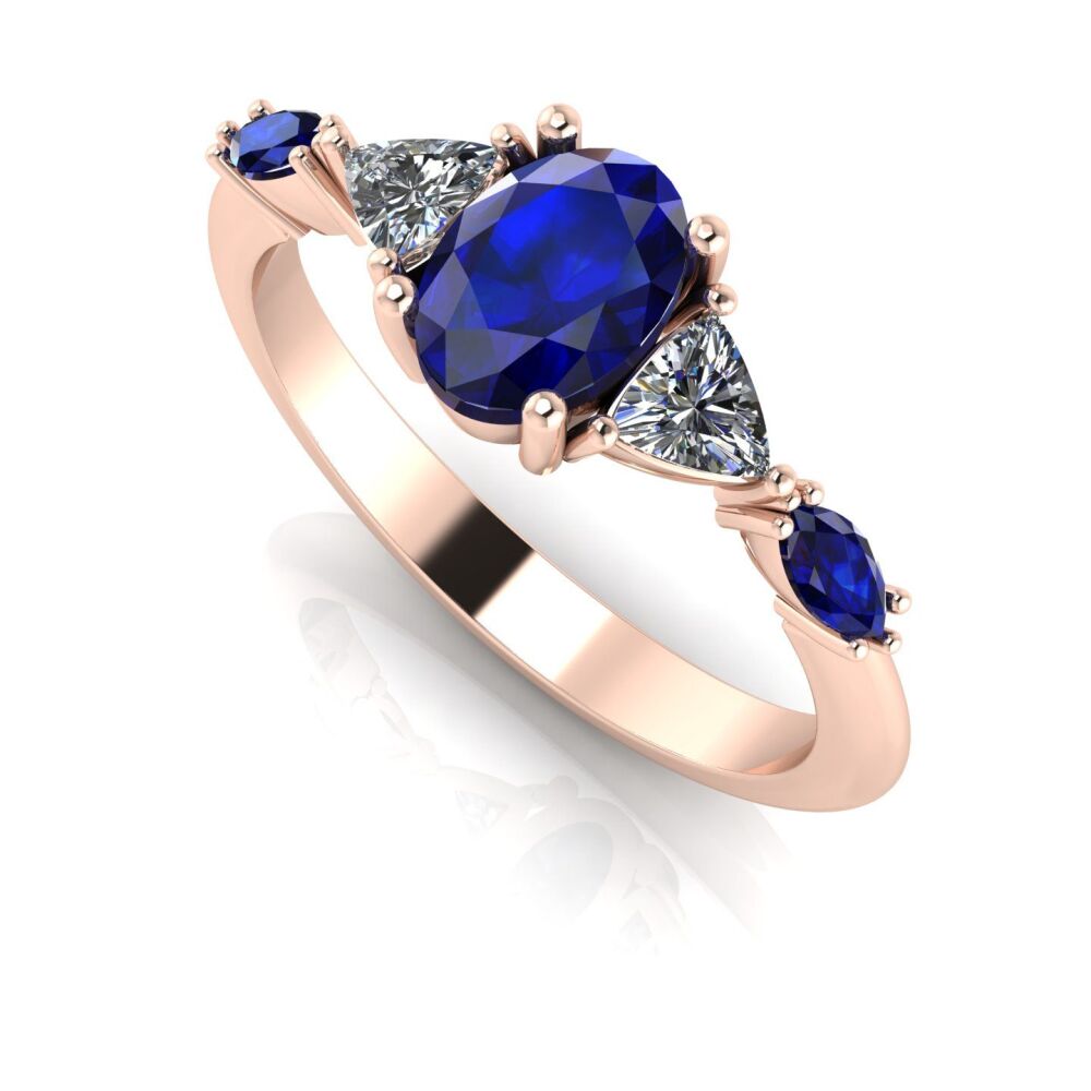 Maisie: Oval Sapphire & Diamonds, Rose Gold Engagement Ring