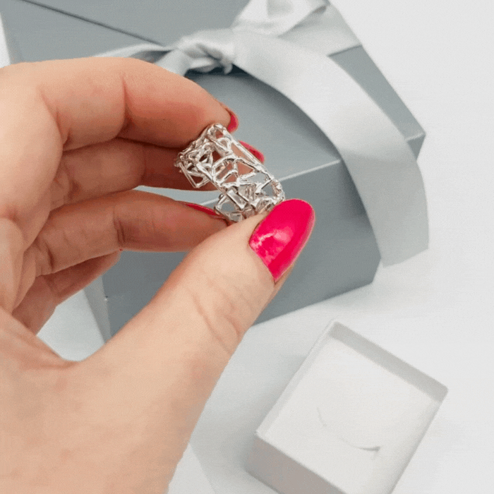 Silver Web Cuff Ring